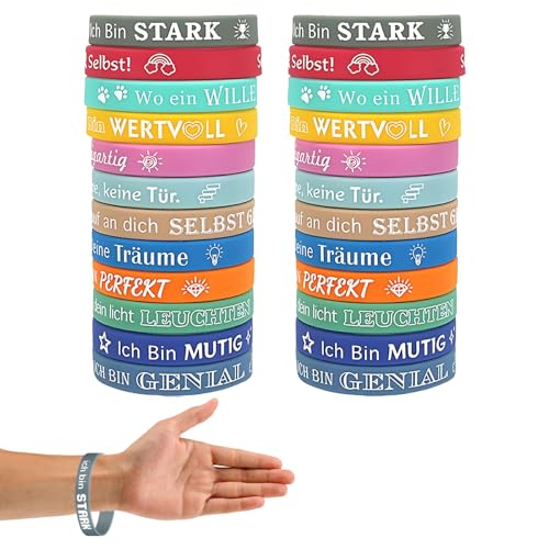 Hongoen 24 Stück Motivationsarmbänder Kinder,Silikonarmband Mitgebsel,Silikon Armbänder mit Positiven,Abschiedsgeschenk Schüler Grundschule,für Teenager Kollegen Mitarbeiter Erwachsene Hongoen 24 Stück Motivationsarmbänder Kinder,Silikonarmband Mitgebsel,Silikon Armbänder mit Positiven,Abschiedsgeschenk Schüler Grundschule,für Teenager Kollegen Mitarbeiter Erwachsene von Hongoen