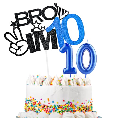 Bro I'm 10 Tortenaufsatz & Happy Birthday Zahl 10 Kerze für Jungen zum 10. Geburtstag Kuchenzubehör Big Brother 10. Geburtstag Party Dekorationen Bro I'm 10 Tortenaufsatz & Happy Birthday Zahl 10 Kerze für Jungen zum 10. Geburtstag Kuchenzubehör Big Brother 10. Geburtstag Party Dekorationen von Hongplus