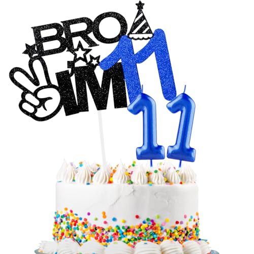 Bro I'm 11 Tortenaufsatz & Happy Birthday Zahl 11 Kerze für Jungen Geburtstag Kuchen Supplies Big Brother 11. Geburtstag Party Dekorationen Bro I'm 11 Tortenaufsatz & Happy Birthday Zahl 11 Kerze für Jungen Geburtstag Kuchen Supplies Big Brother 11. Geburtstag Party Dekorationen von Hongplus