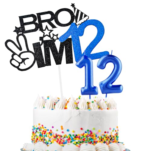Bro I'm 12 Tortenaufsatz & Happy Birthday Zahl 12 Kerze für Jungen Geburtstag Kuchen Supplies Big Brother 12. Geburtstag Party Dekorationen Bro I'm 12 Tortenaufsatz & Happy Birthday Zahl 12 Kerze für Jungen Geburtstag Kuchen Supplies Big Brother 12. Geburtstag Party Dekorationen von Hongplus