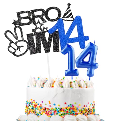 Bro I'm 14 Tortenaufsatz & Happy Birthday Zahl 14 Kerze für Jungen Geburtstag Kuchen Supplies Big Brother 14. Geburtstag Party Dekorationen Bro I'm 14 Tortenaufsatz & Happy Birthday Zahl 14 Kerze für Jungen Geburtstag Kuchen Supplies Big Brother 14. Geburtstag Party Dekorationen von Hongplus
