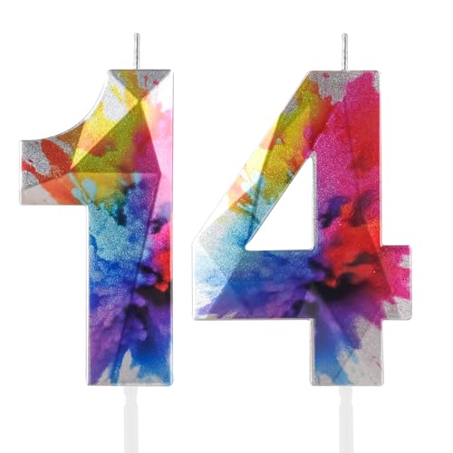 Bunte Graffiti-Kerze mit Zahl 14, .Geburtstag, bunte Geburtstagskerzen für Kuchen,für Jungen und Mädchen, bunte süße Party-Dekorationen für Geburtstag Bunte Graffiti-Kerze mit Zahl 14, .Geburtstag, bunte Geburtstagskerzen für Kuchen,für Jungen und Mädchen, bunte süße Party-Dekorationen für Geburtstag von Hongplus
