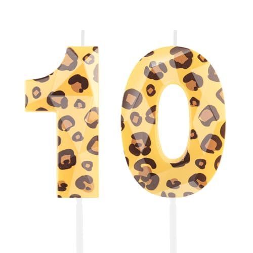 Hongplus 10 Geburtstagskerzen für Kuchen, Leopardenmuster, Zahlenkerzen, Zahl 10, Geburtstagskerzen, Happy Birthday-Kuchenaufsatz für Mädchen und Frauen, Gepard, Geburtstagsparty-Dekorationen, Zubehör Hongplus 10 Geburtstagskerzen für Kuchen, Leopardenmuster, Zahlenkerzen, Zahl 10, Geburtstagskerzen, Happy Birthday-Kuchenaufsatz für Mädchen und Frauen, Gepard, Geburtstagsparty-Dekorationen, Zubehör von Hongplus