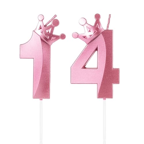 Hongplus 3D-Krone rosa Geburtstagskerzen Nummer 14, Happy 14th Birthday Cake Topper, 14 Kerzen für Mädchen, Geburtstagsparty-Dekorationen Lieferanten Hongplus 3D-Krone rosa Geburtstagskerzen Nummer 14, Happy 14th Birthday Cake Topper, 14 Kerzen für Mädchen, Geburtstagsparty-Dekorationen Lieferanten von Hongplus