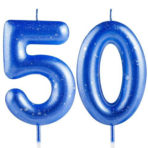 Hongplus Blaue Zahl 50 Kerzen – 50 Geburtstagskerzen, Happy Birthday Cake Topper Dekorationen für Männer und Frauen – Partyzubehör zum 50. Geburtstag Hongplus Blaue Zahl 50 Kerzen – 50 Geburtstagskerzen, Happy Birthday Cake Topper Dekorationen für Männer und Frauen – Partyzubehör zum 50. Geburtstag von Hongplus