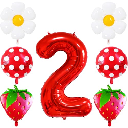 Hongplus Erdbeerballons 2. Geburtstag Dekorationen für Mädchen, 101,6 cm Mylar Rot Zahl 2 Luftballons, Erdbeerballon für Erdbeere Süße Zwei Geburtstag Party Dekorationen Hongplus Erdbeerballons 2. Geburtstag Dekorationen für Mädchen, 101,6 cm Mylar Rot Zahl 2 Luftballons, Erdbeerballon für Erdbeere Süße Zwei Geburtstag Party Dekorationen von Hongplus