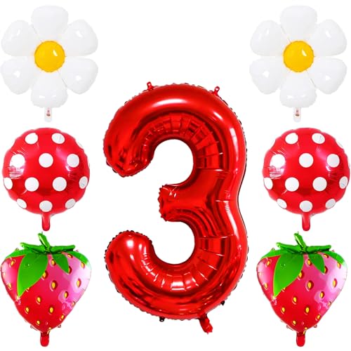 Hongplus Erdbeerballons 3. Geburtstag Dekorationen für Mädchen, 40 Zoll Mylar Rot Zahl 3 Luftballons, Erdbeerballon für Erdbeere Süße 3 Geburtstag Party Dekorationen Hongplus Erdbeerballons 3. Geburtstag Dekorationen für Mädchen, 40 Zoll Mylar Rot Zahl 3 Luftballons, Erdbeerballon für Erdbeere Süße 3 Geburtstag Party Dekorationen von Hongplus