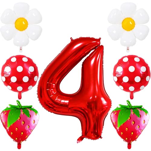 Hongplus Erdbeerballons 4. Geburtstag Dekorationen für Mädchen, 40 Zoll Mylar Rot Zahl 4 Luftballons, Erdbeerballon für Erdbeere Süße 4 Geburtstag Party Dekorationen Hongplus Erdbeerballons 4. Geburtstag Dekorationen für Mädchen, 40 Zoll Mylar Rot Zahl 4 Luftballons, Erdbeerballon für Erdbeere Süße 4 Geburtstag Party Dekorationen von Hongplus
