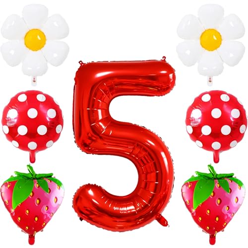 Hongplus Erdbeerballons 5. Geburtstag Dekorationen für Mädchen, 40 Zoll Mylar Rot Zahl 5 Luftballons, Erdbeerballon für Erdbeere Süße 5 Geburtstag Party Dekorationen Hongplus Erdbeerballons 5. Geburtstag Dekorationen für Mädchen, 40 Zoll Mylar Rot Zahl 5 Luftballons, Erdbeerballon für Erdbeere Süße 5 Geburtstag Party Dekorationen von Hongplus