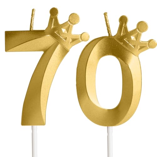 Hongplus Geburtstagskerze mit der Zahl 70, goldfarben, mit Kronenkuchenkerzen, Kerzen für Kuchen, Krone Happy 70 Birthday Kerzen, Tortenaufsatz, Dekorationen für Frauen und Männer, Geburtstag, Hongplus Geburtstagskerze mit der Zahl 70, goldfarben, mit Kronenkuchenkerzen, Kerzen für Kuchen, Krone Happy 70 Birthday Kerzen, Tortenaufsatz, Dekorationen für Frauen und Männer, Geburtstag, von Hongplus