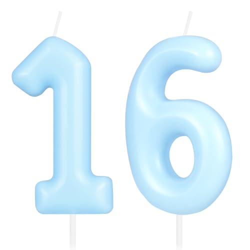 Hongplus Macaron Blue Number 16 Candle, 16 Birthday Candle, Macaron Blue Happy Birthday Candles for Cake, Cake Topper Decorations for Girls Boys Pastel Sweet 16 Birthday Party Decorations Hongplus Macaron Blue Number 16 Candle, 16 Birthday Candle, Macaron Blue Happy Birthday Candles for Cake, Cake Topper Decorations for Girls Boys Pastel Sweet 16 Birthday Party Decorations von Hongplus