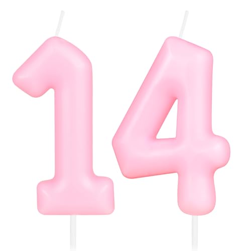 Hongplus Macaron-Kerze, Zahl 14, Happy Birthday-Kerzen für Kuchen, rosa Kuchendekoration, Dekoration für Mädchen und Frauen, süße Party-Dekorationen zum 14. Geburtstag Hongplus Macaron-Kerze, Zahl 14, Happy Birthday-Kerzen für Kuchen, rosa Kuchendekoration, Dekoration für Mädchen und Frauen, süße Party-Dekorationen zum 14. Geburtstag von Hongplus
