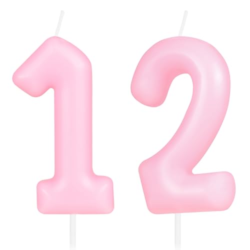 Hongplus Macaron Kerze mit Zahl 12, Happy Birthday Kerzen für Kuchen, rosa Tortenaufsatz, Dekorationen für Mädchen und Frauen, pastellsüß, 12 Geburtstagsparty-Dekorationen Hongplus Macaron Kerze mit Zahl 12, Happy Birthday Kerzen für Kuchen, rosa Tortenaufsatz, Dekorationen für Mädchen und Frauen, pastellsüß, 12 Geburtstagsparty-Dekorationen von Hongplus