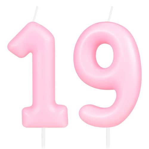 Hongplus Macaron Kerze mit Zahl 19 – rosa Happy Birthday Kerze für Kuchen, 19 Geburtstagsparty-Dekorationen Hongplus Macaron Kerze mit Zahl 19 – rosa Happy Birthday Kerze für Kuchen, 19 Geburtstagsparty-Dekorationen von Hongplus