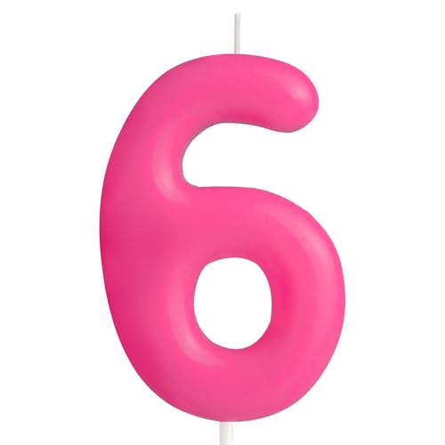 Hongplus Macaron Kerze mit Zahl 6, 6 Geburtstagskerzen, Hot Pink Happy Birthday Kerzen für Kuchen, rosa Tortenaufsatz, Dekorationen für Mädchen und Frauen, pastellsüß, 6 Geburtstagsparty-Dekorationen Hongplus Macaron Kerze mit Zahl 6, 6 Geburtstagskerzen, Hot Pink Happy Birthday Kerzen für Kuchen, rosa Tortenaufsatz, Dekorationen für Mädchen und Frauen, pastellsüß, 6 Geburtstagsparty-Dekorationen von Hongplus