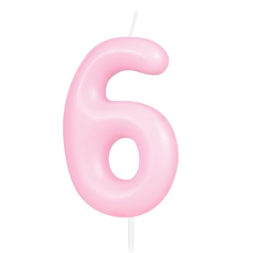 Hongplus Macaron Kerze mit Zahl 6, 6 Geburtstagskerzen, Macaron Pink Happy Birthday Kerzen für Kuchen, Kuchendekoration, Dekorationen für Mädchen, Frauen, Pastell, süß, 6 Geburtstagsparty-Dekorationen Hongplus Macaron Kerze mit Zahl 6, 6 Geburtstagskerzen, Macaron Pink Happy Birthday Kerzen für Kuchen, Kuchendekoration, Dekorationen für Mädchen, Frauen, Pastell, süß, 6 Geburtstagsparty-Dekorationen von Hongplus