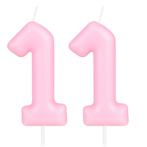 Hongplus Macaron-Kerze mit der Zahl 11, rosa Geburtstagskerze, Macaron-Kerzen für Kuchen, Kuchendekoration, Dekoration für Mädchen und Frauen, pastellfarben, süß, 11. Geburtstag, Party-Dekorationen von Hongplus
