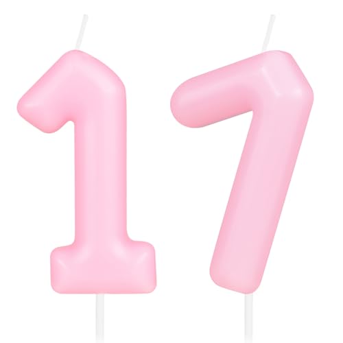 Hongplus Macaron Number 17 Candle, 17 Birthday Candle, Happy Birthday Candles for Cake, Pink Cake Topper Decorations for Girls Women Pastel Sweet 17 Birthday Party Decorations Hongplus Macaron Number 17 Candle, 17 Birthday Candle, Happy Birthday Candles for Cake, Pink Cake Topper Decorations for Girls Women Pastel Sweet 17 Birthday Party Decorations von Hongplus
