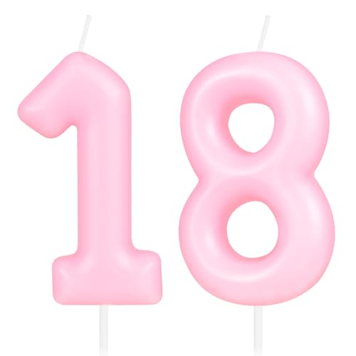 Hongplus Macaron Number 18 Candle, 18th Birthday Candle, Happy Birthday Candles for Cake, Pink and Pastel Sweet 18 Birthday Party Decorations Hongplus Macaron Number 18 Candle, 18th Birthday Candle, Happy Birthday Candles for Cake, Pink and Pastel Sweet 18 Birthday Party Decorations von Hongplus