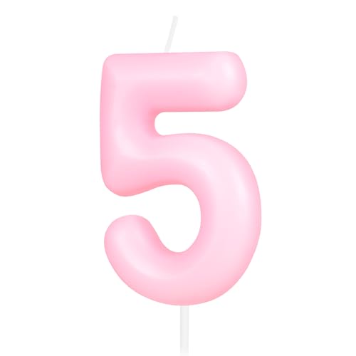 Hongplus Macaron Pink Kerze mit Zahl 5, 5 Geburtstagskerzen, Macaron Pink Happy Birthday Kerzen für Kuchen, rosa Kuchendekoration, Dekoration für Mädchen und Frauen, pastellsüß, 5. Geburtstag, Hongplus Macaron Pink Kerze mit Zahl 5, 5 Geburtstagskerzen, Macaron Pink Happy Birthday Kerzen für Kuchen, rosa Kuchendekoration, Dekoration für Mädchen und Frauen, pastellsüß, 5. Geburtstag, von Hongplus