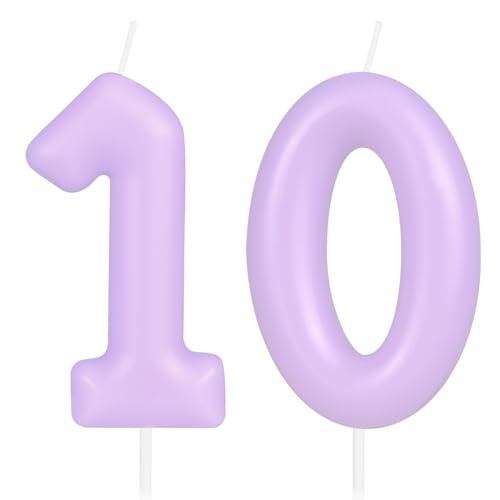 Hongplus Macaron Purple Number 10 Candle, 10 Birthday Candle, Macaron Purple Happy Birthday Candles for Cake, Purple Cake Topper Decorations for Girls Women Pastell Sweet 10 Birthday Party Decorations Hongplus Macaron Purple Number 10 Candle, 10 Birthday Candle, Macaron Purple Happy Birthday Candles for Cake, Purple Cake Topper Decorations for Girls Women Pastell Sweet 10 Birthday Party Decorations von Hongplus