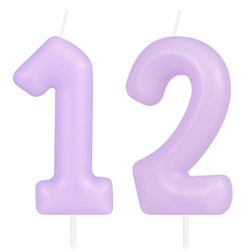 Hongplus Macaron Purple Number 12 Candle, 12 Birthday Candle, Macaron Purple Happy Birthday Candles for Cake, Purple Cake Topper Decorations for Girls Women Pastell Sweet 12 Birthday Party Decorations Hongplus Macaron Purple Number 12 Candle, 12 Birthday Candle, Macaron Purple Happy Birthday Candles for Cake, Purple Cake Topper Decorations for Girls Women Pastell Sweet 12 Birthday Party Decorations von Hongplus