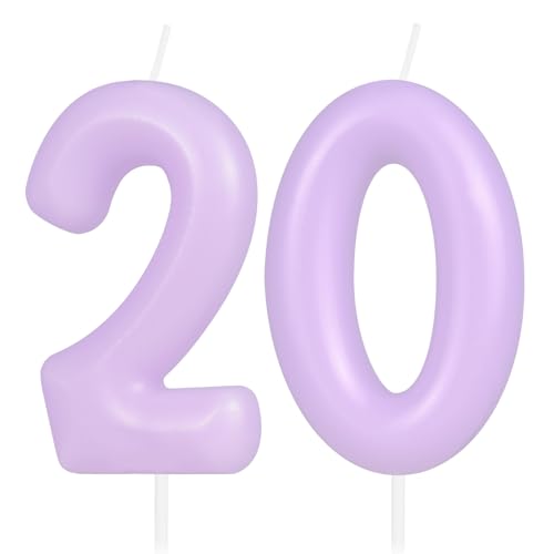 Hongplus Macaron Purple Number 20 Candle, 20 Birthday Candle, Macaron Purple Happy Birthday Candles for Cake, Purple Cake Topper Decorations for Girls Women Pastell Sweet 20 Birthday Party Decorations Hongplus Macaron Purple Number 20 Candle, 20 Birthday Candle, Macaron Purple Happy Birthday Candles for Cake, Purple Cake Topper Decorations for Girls Women Pastell Sweet 20 Birthday Party Decorations von Hongplus