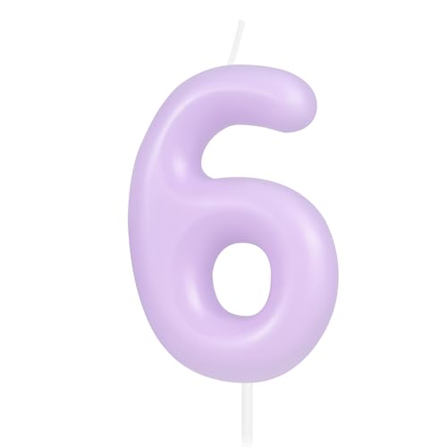 Hongplus Macaron Purple Number 6 Candle, 6 Birthday Candle, Macaron Purple Happy Birthday Candles for Cake, Purple Cake Topper Decorations for Girl Women Pastel Sweet 6 Birthday Party Decorations Hongplus Macaron Purple Number 6 Candle, 6 Birthday Candle, Macaron Purple Happy Birthday Candles for Cake, Purple Cake Topper Decorations for Girl Women Pastel Sweet 6 Birthday Party Decorations von Hongplus