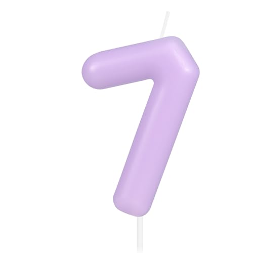 Hongplus Macaron Purple Number 7 Candle, 7 Birthday Candle, Macaron Purple Happy Birthday Candles for Cake, Cake Topper Decorations for Girl Women Pastell Sweet 7 Birthday Party Decorations von Hongplus