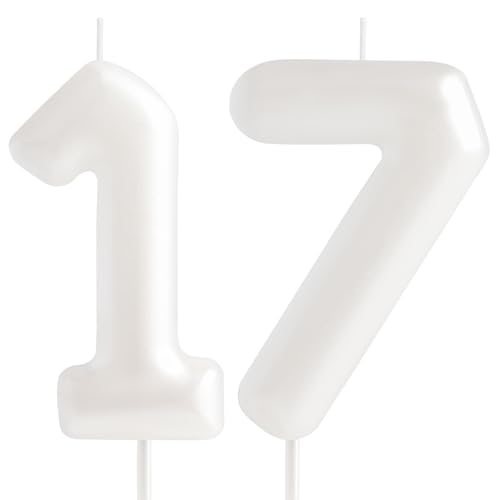 Hongplus Macaron White Number 17 Candle, 17 Birthday Candle, White Happy 17 Birthday Candles for Cake, White Cake Topper Decorations for Girls Women Pastell Sweet 17 Birthday Party Decorations Hongplus Macaron White Number 17 Candle, 17 Birthday Candle, White Happy 17 Birthday Candles for Cake, White Cake Topper Decorations for Girls Women Pastell Sweet 17 Birthday Party Decorations von Hongplus