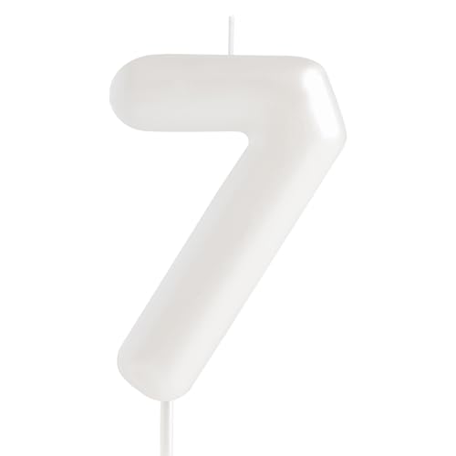 Hongplus Macaron White Number 7 Candle, 7 Birthday Candle, White Happy 7 Birthday Candles for Cake, Cake Topper Decorations for Girls Pastel Sweet 7 Birthday Party Decorations von Hongplus