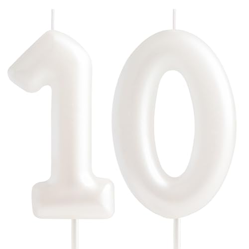 Hongplus Macaron weiße Kerze mit Zahl 10, 10 Geburtstagskerzen, weiße Happy 10 Birthday Kerzen für Kuchen, Tortenaufsatz, Dekorationen für Mädchen und Frauen, Pastell, süß, 10. Geburtstag Hongplus Macaron weiße Kerze mit Zahl 10, 10 Geburtstagskerzen, weiße Happy 10 Birthday Kerzen für Kuchen, Tortenaufsatz, Dekorationen für Mädchen und Frauen, Pastell, süß, 10. Geburtstag von Hongplus