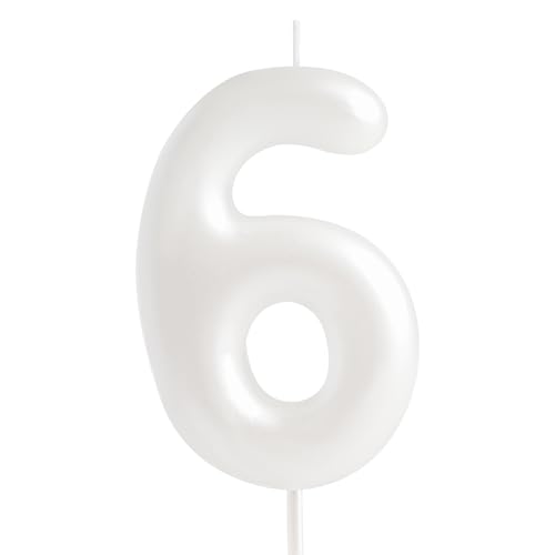 Hongplus Macaron weiße Kerze mit Zahl 6, 6 Geburtstagskerzen, weiße Happy 6 Birthday Kerzen für Kuchen, Tortenaufsatz, Dekorationen für Mädchen, Pastell, süß, 6 Geburtstagsparty-Dekorationen Hongplus Macaron weiße Kerze mit Zahl 6, 6 Geburtstagskerzen, weiße Happy 6 Birthday Kerzen für Kuchen, Tortenaufsatz, Dekorationen für Mädchen, Pastell, süß, 6 Geburtstagsparty-Dekorationen von Hongplus