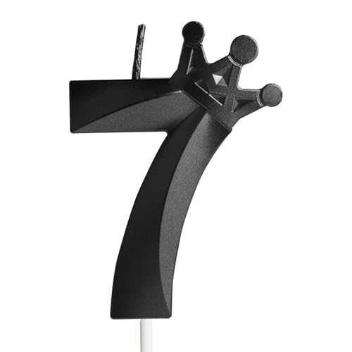 Hongplus Schwarze Geburtstagskerzen Nummer 7, Happy 7th Birthday Cake Topper, 3D Crown Geburtstagskerze, Dekorationen, schwarze Kuchendekoration Hongplus Schwarze Geburtstagskerzen Nummer 7, Happy 7th Birthday Cake Topper, 3D Crown Geburtstagskerze, Dekorationen, schwarze Kuchendekoration von Hongplus