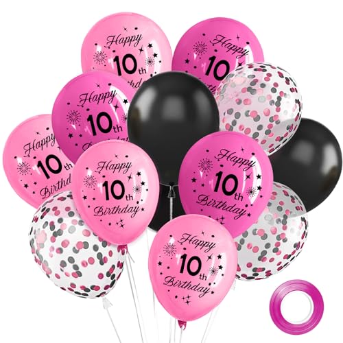 Luftballons 10 Geburtstag Junge Mädchen, 15 Stück Luftballons Schwarz Rosa Deko 10.Geburtstag, 12 Zoll Happy Birthday Konfetti Balloons für Geburtstagsfeiern Luftballons 10 Geburtstag Junge Mädchen, 15 Stück Luftballons Schwarz Rosa Deko 10.Geburtstag, 12 Zoll Happy Birthday Konfetti Balloons für Geburtstagsfeiern von Hongplus