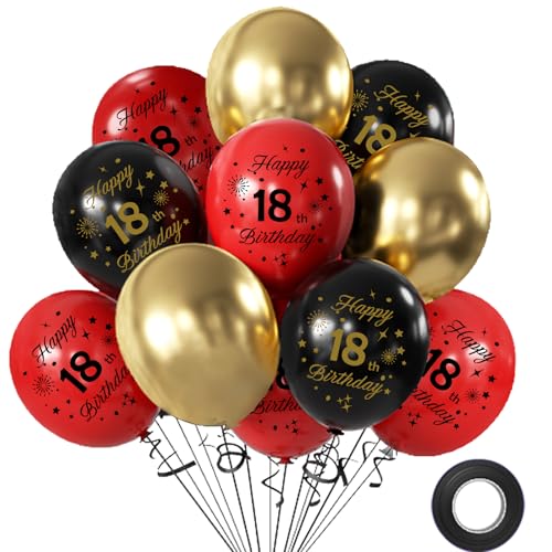 Luftballons 18 Geburtstag Junge Mädchen, 12 Stück Luftballons Schwarz Rote Deko 18.Geburtstag, 12 Zoll Happy Birthday Konfetti Balloons für Geburtstagsfeiern Luftballons 18 Geburtstag Junge Mädchen, 12 Stück Luftballons Schwarz Rote Deko 18.Geburtstag, 12 Zoll Happy Birthday Konfetti Balloons für Geburtstagsfeiern von Hongplus
