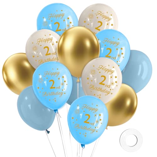 Luftballons 2 Geburtstag Junge Mädchen, 16 Stück Luftballons Blaue Gold Deko 2.Geburtstag, 12 Zoll Happy Birthday Konfetti Balloons für Geburtstagsfeiern Luftballons 2 Geburtstag Junge Mädchen, 16 Stück Luftballons Blaue Gold Deko 2.Geburtstag, 12 Zoll Happy Birthday Konfetti Balloons für Geburtstagsfeiern von Hongplus