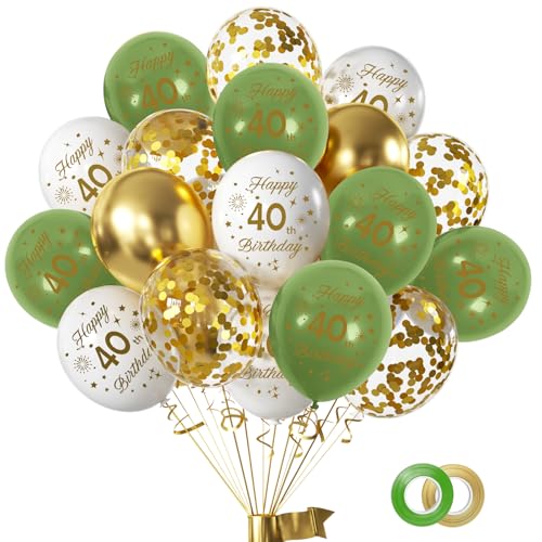 Luftballons 40 Geburtstag Frauen Mann, 16 Stück Luftballons Grün Deko 40.Geburtstag, 12 Zoll Happy Birthday Konfetti Balloons für Geburtstagsfeiern Luftballons 40 Geburtstag Frauen Mann, 16 Stück Luftballons Grün Deko 40.Geburtstag, 12 Zoll Happy Birthday Konfetti Balloons für Geburtstagsfeiern von Hongplus