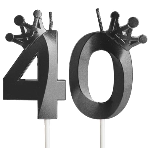 Schwarze Geburtstagskerzen Zahl 40, Happy 40th Birthday Cake Topper, 3D Krone Zahlenkerze Geburtstagskerze, 40 Kerzen, Geburtstag Jungen Mädchen, Geburtstagsdekorationen Schwarz, Tortenaufsatz Dekor Schwarze Geburtstagskerzen Zahl 40, Happy 40th Birthday Cake Topper, 3D Krone Zahlenkerze Geburtstagskerze, 40 Kerzen, Geburtstag Jungen Mädchen, Geburtstagsdekorationen Schwarz, Tortenaufsatz Dekor von Hongplus