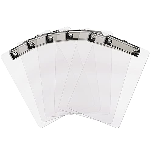 Hongri Kleines Klemmbrett aus Kunststoff, transparent, A5, für Studenten, Kinder, Frauen, Zuhause, flache Klemme, Mini-Größe 15,2 x 22,9 cm, Bürobedarf und Schulbedarf (6 Stück) von Hongri