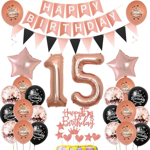 15. Geburtstag Dekoration,rosegold Tortendeko Geburtstag 15 Jahre mädchen,Party Deko 15 Geburtstag Mädchen Schwarz rosegold ,Tortendeko 15. Geburtstag Mädchen,Geburtstagsdeko 15 Jahre Mädchen 15. Geburtstag Dekoration,rosegold Tortendeko Geburtstag 15 Jahre mädchen,Party Deko 15 Geburtstag Mädchen Schwarz rosegold ,Tortendeko 15. Geburtstag Mädchen,Geburtstagsdeko 15 Jahre Mädchen von Hongyantech