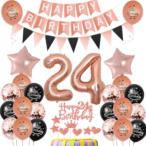 24. Geburtstag Dekoration,rosegold Tortendeko Geburtstag 24 Jahre Frauen,Party Deko 24 Geburtstag Frau Schwarz rosegold,Tortendeko 24. Geburtstag Frauen,Geburtstagsdeko 24 Jahre Frau Mädchen 24. Geburtstag Dekoration,rosegold Tortendeko Geburtstag 24 Jahre Frauen,Party Deko 24 Geburtstag Frau Schwarz rosegold,Tortendeko 24. Geburtstag Frauen,Geburtstagsdeko 24 Jahre Frau Mädchen von Hongyantech
