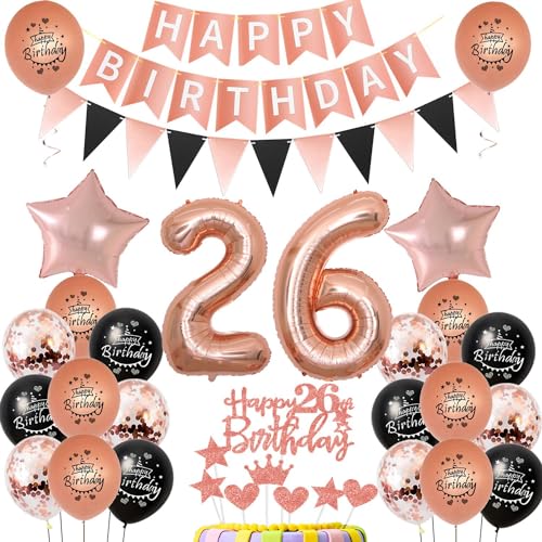 26. Geburtstag Dekoration,rosegold Tortendeko Geburtstag 26 Jahre Frauen,Party Deko 26 Geburtstag Frau Schwarz rosegold,Tortendeko 26. Geburtstag Frauen,Geburtstagsdeko 26 Jahre Frau Mädchen 26. Geburtstag Dekoration,rosegold Tortendeko Geburtstag 26 Jahre Frauen,Party Deko 26 Geburtstag Frau Schwarz rosegold,Tortendeko 26. Geburtstag Frauen,Geburtstagsdeko 26 Jahre Frau Mädchen von Hongyantech