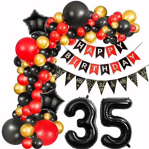 35 Geburtstag Deko Frauen Schwarz Rot deko 35. Geburtstag Frauen, 35 Jahre Geburtstagdeko Luftballons Girlande 35. Geburtstag Frau Schwarz Rot Ballon Girlande Happy 35 Birthday Dekoration Frau von Hongyantech