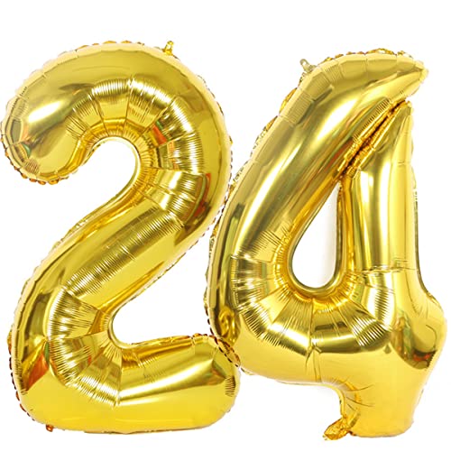 Helium Luftballons 24 gold Geburtstagsdeko 40" 24 Geburtstag Party Deko Supplies,ballon 24 geburtstag ,24 luftballon gold,folienballon 24 geburtstag mann frau ballon 24 geburtstag deko gold(24) von Hongyantech