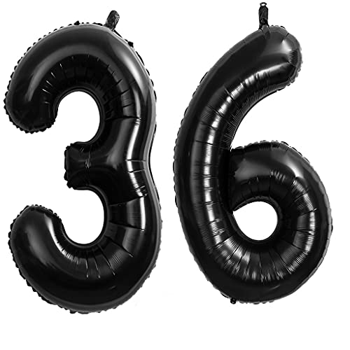 40 Zoll 2 Luftballons Zahle 36. Schwarz Geburtstag XXL 100cm Riesen Folienballon Zahlenballon 36 Schwarz Nummer Folienballon 36 Ballon Zahl 36 Heliumballon Luftballon 36 für Geburtstag Party Deko(36) von Hongyantech