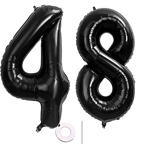 40 Zoll 2 Luftballons Zahle 48. Schwarz Geburtstag XXL 100cm Riesen Folienballon Zahlenballon 48 Schwarz Nummer Folienballon 48 Ballon Zahl 48 Heliumballon Luftballon 48 für Geburtstag Party Deko(48) von Hongyantech