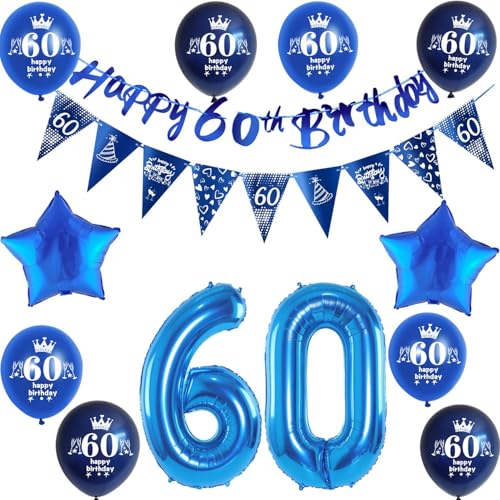 Blau Girlande 60 geburtstag Banner + Dreiecksflaggen + Luftballons Zahl 60 +8 pcs 60 Geburtstag ballons 60 Geburtstag deko für mann,deko 60. mann geburtstagsdeko 60 jahre männer Blau Girlande 60 geburtstag Banner + Dreiecksflaggen + Luftballons Zahl 60 +8 pcs 60 Geburtstag ballons 60 Geburtstag deko für mann,deko 60. mann geburtstagsdeko 60 jahre männer von Hongyantech