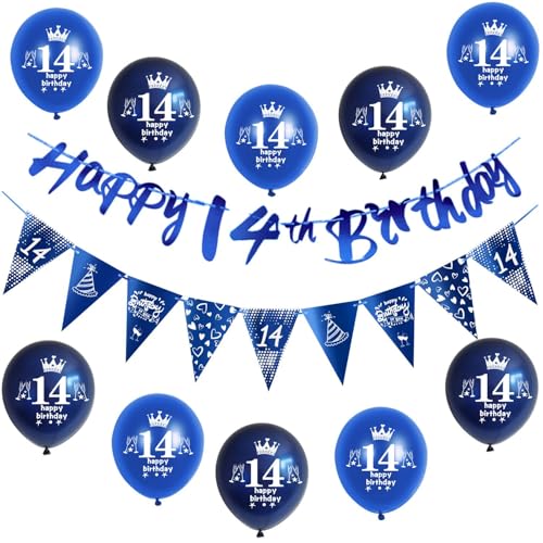 Blau Girlande Happy 14th Birthday Banner + 14 Geburtstag Dreiecksflaggen + 14 pcs 14 Geburtstag luftballons 14 Geburtstag deko für jungen,deko 14. Geburtstag jungen geburtstagsdeko 14 jahre junge Blau Girlande Happy 14th Birthday Banner + 14 Geburtstag Dreiecksflaggen + 14 pcs 14 Geburtstag luftballons 14 Geburtstag deko für jungen,deko 14. Geburtstag jungen geburtstagsdeko 14 jahre junge von Hongyantech
