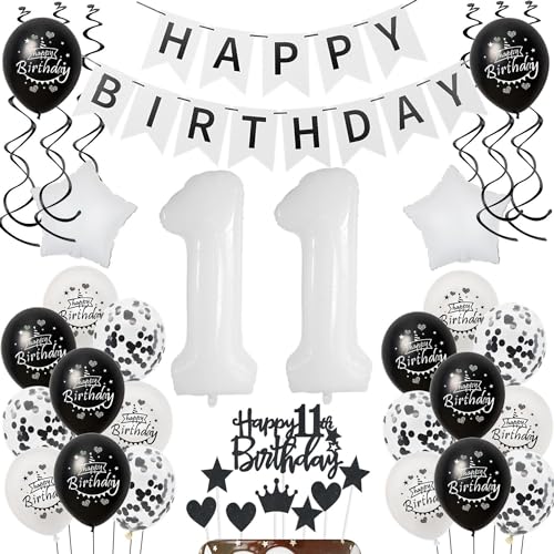 Deko 11.Geburtstag Mädchen Junge Tortendeko 11 Geburtstag Mädchen Deko Geschenk für 11. Geburtstag Mädchen Schwarz weiß Geburtstagsdeko 11 jahre Mädchen luftballon 11 Geburtstag Mädchen dekoration Deko 11.Geburtstag Mädchen Junge Tortendeko 11 Geburtstag Mädchen Deko Geschenk für 11. Geburtstag Mädchen Schwarz weiß Geburtstagsdeko 11 jahre Mädchen luftballon 11 Geburtstag Mädchen dekoration von Hongyantech
